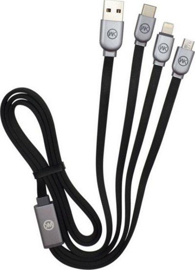 Кабель USB -> Lightning/micro-USB/CM WK Platinum 1 м Black (WDC-010 ...