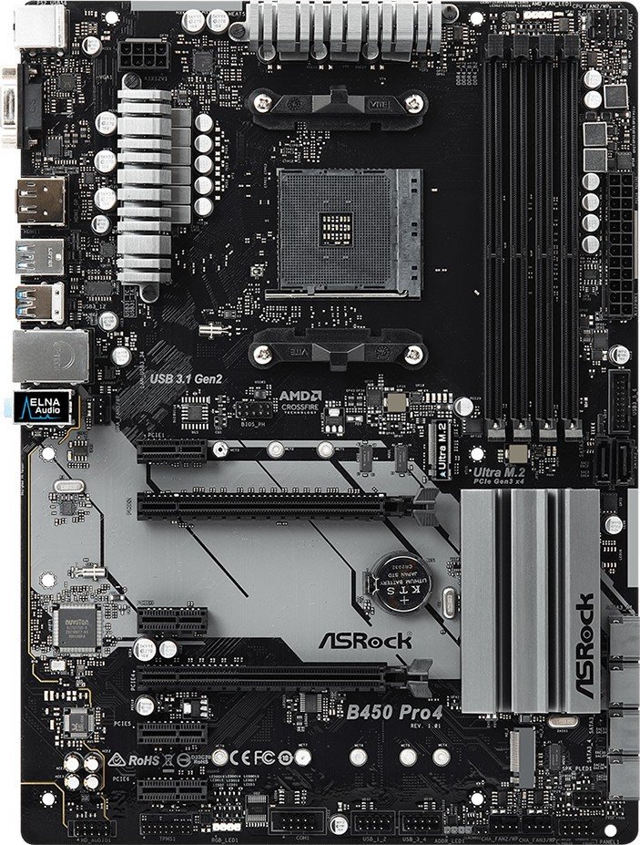 Материнская плата ASRock B450 Pro4 s-AM4 B450 купить | Elmir - цена ...