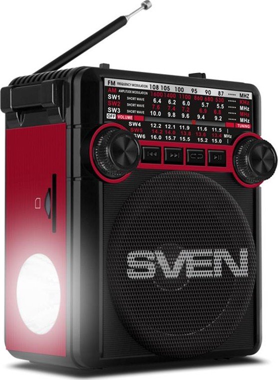 Радио Sven SRP-355 Black/Red купить | ELMIR - цена, отзывы, характеристики