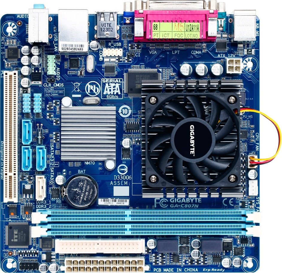 Материнская плата + процессор NM70 GigaByte GA-C807N mini-ITX купить ...