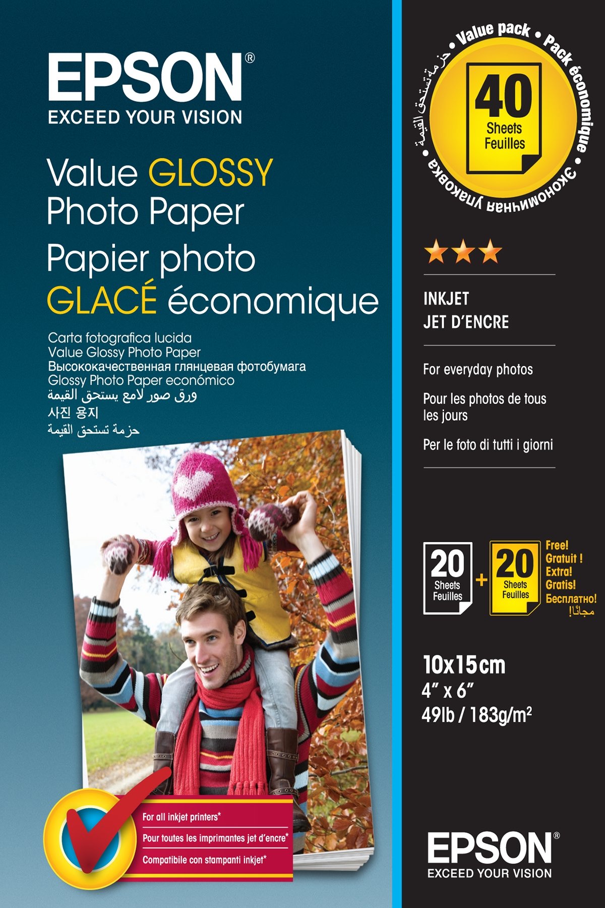 Бумага Epson 100mmx150mm Value Glossy Photo Paper 2x20л. (C13S400044 ...