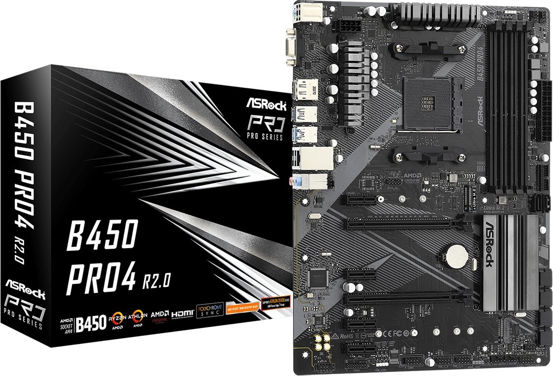 Материнская плата ASRock B450 Pro4 R2.0 s-AM4 B450 купить | Elmir ...