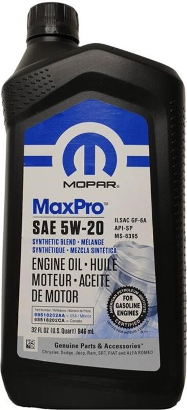 Моторное масло Mopar MaxPro SAE 5W-20 Engine Oil 0.946л