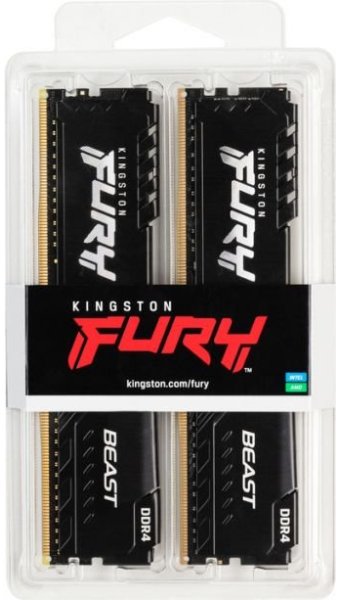 Модуль памяти Kingston Fury DDR4 32GB 2x16GB 3200MHz Beast Black