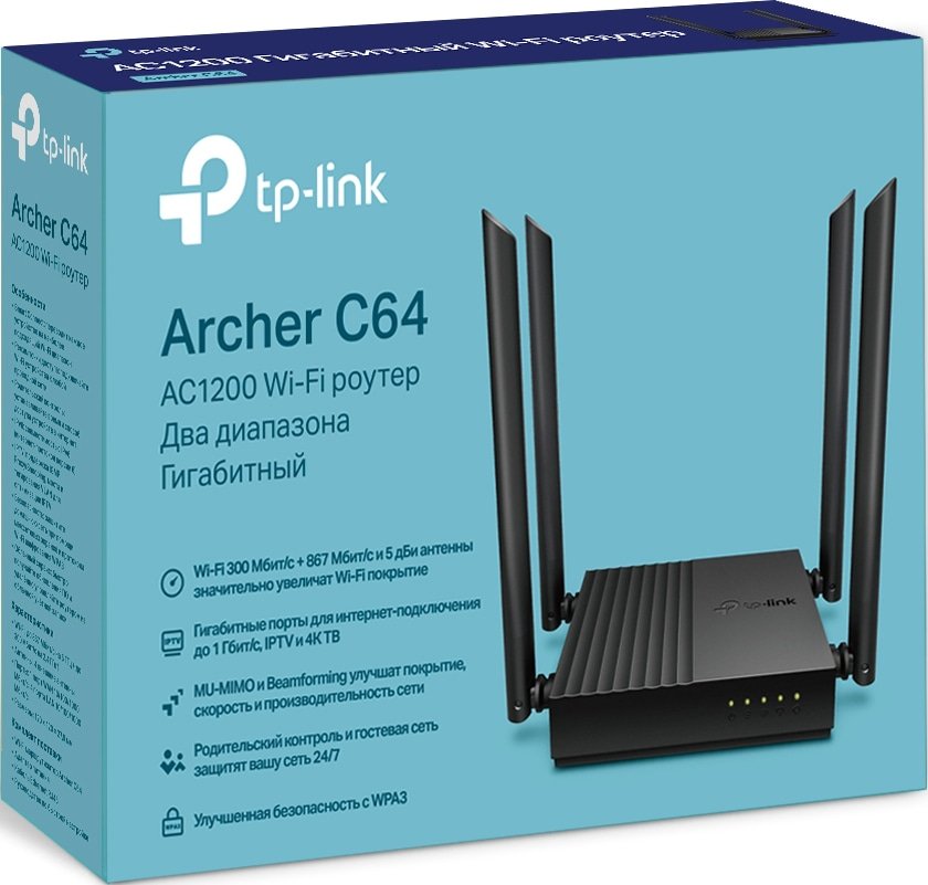 Роутер TP-Link Archer C64 купить | ELMIR - цена, отзывы, характеристики
