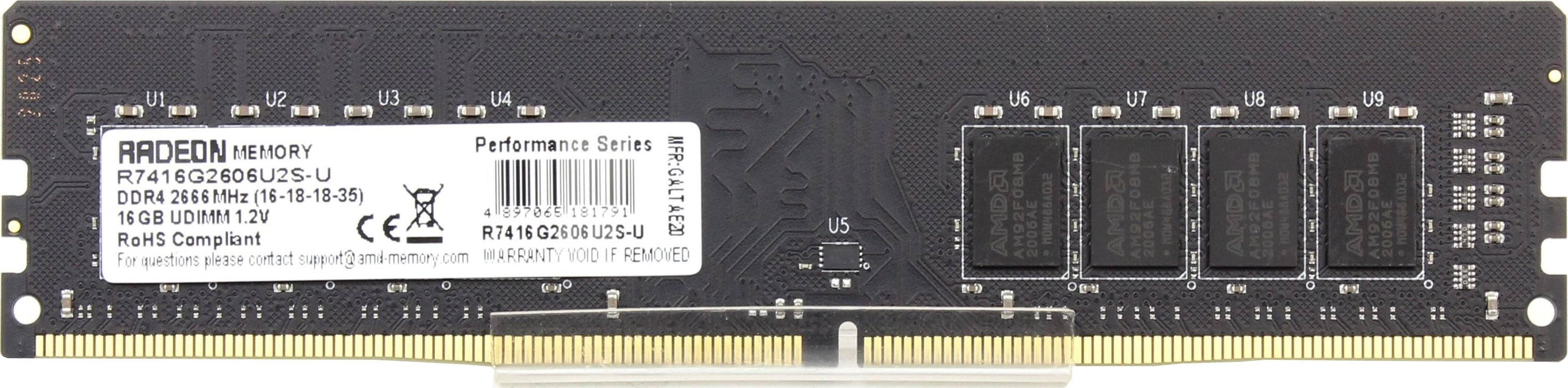 Модуль памяти AMD DDR4 16GB 2666MHz Radeon (R7416G2606U2S-U) купить ...