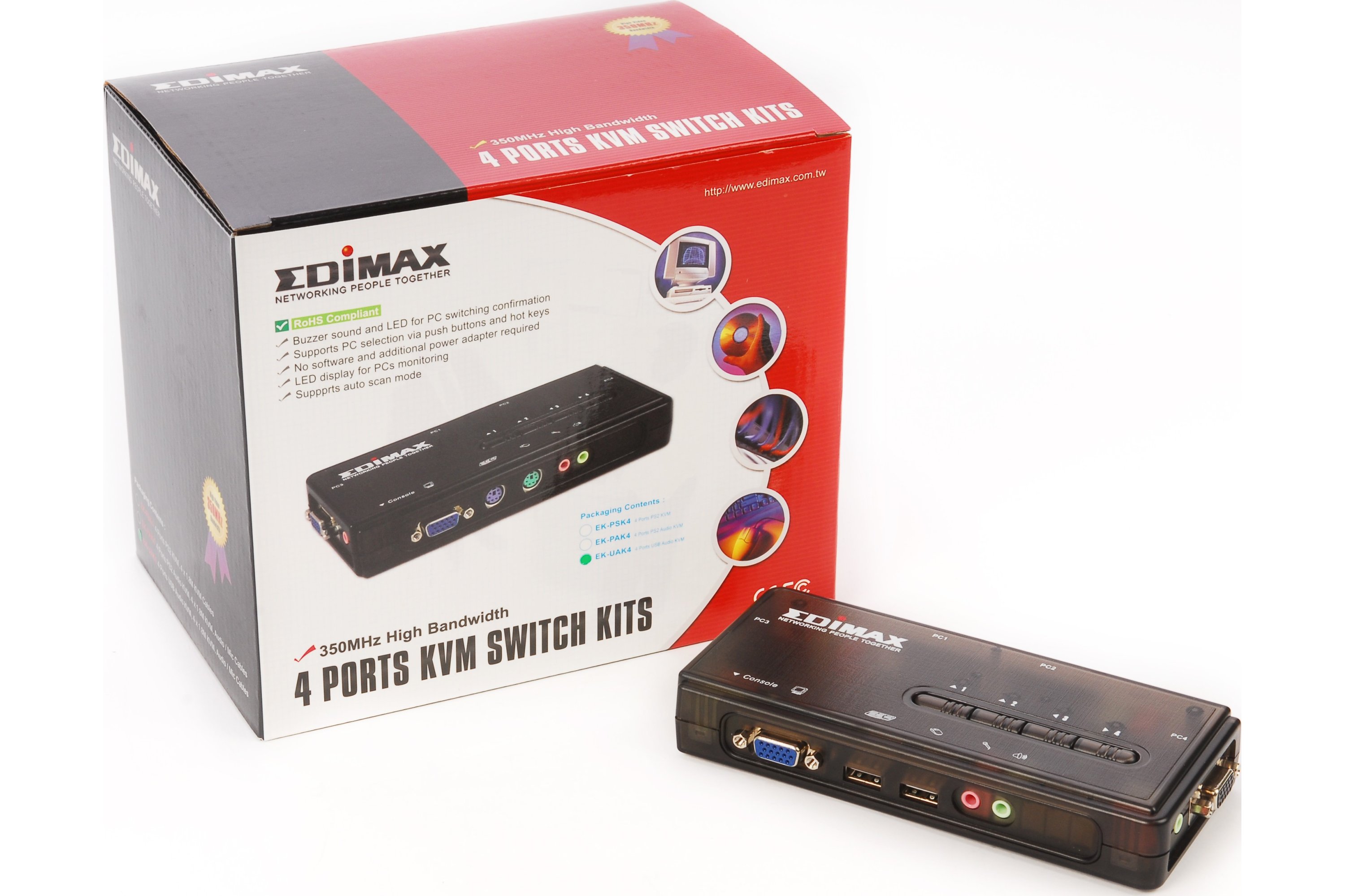 KVM-переключатель EDIMAX EK-UAK4 4 порта, USB купить | ELMIR - цена ...