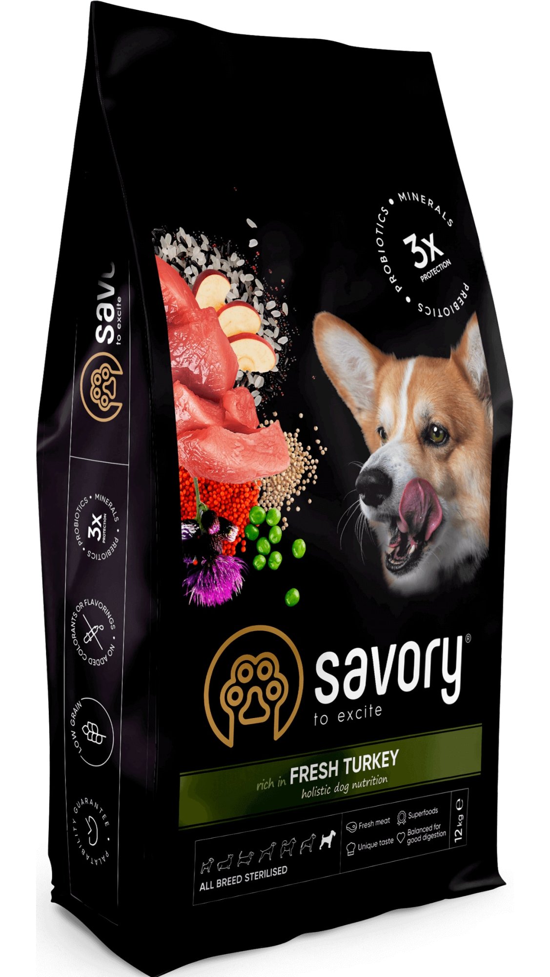 Корм сухой для собак Savory All Breed Sterilised Rich In FreshTurkey 12 ...