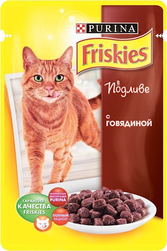 Корм для кошек purina Friskies Adult конс кусочки в подливе говядина 100г (упак 40шт) 12194452 (7613033926327)