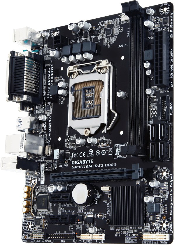 Материнская плата GigaByte GA-H110M-DS2 DDR3 s-1151 H110 купить | Elmir ...