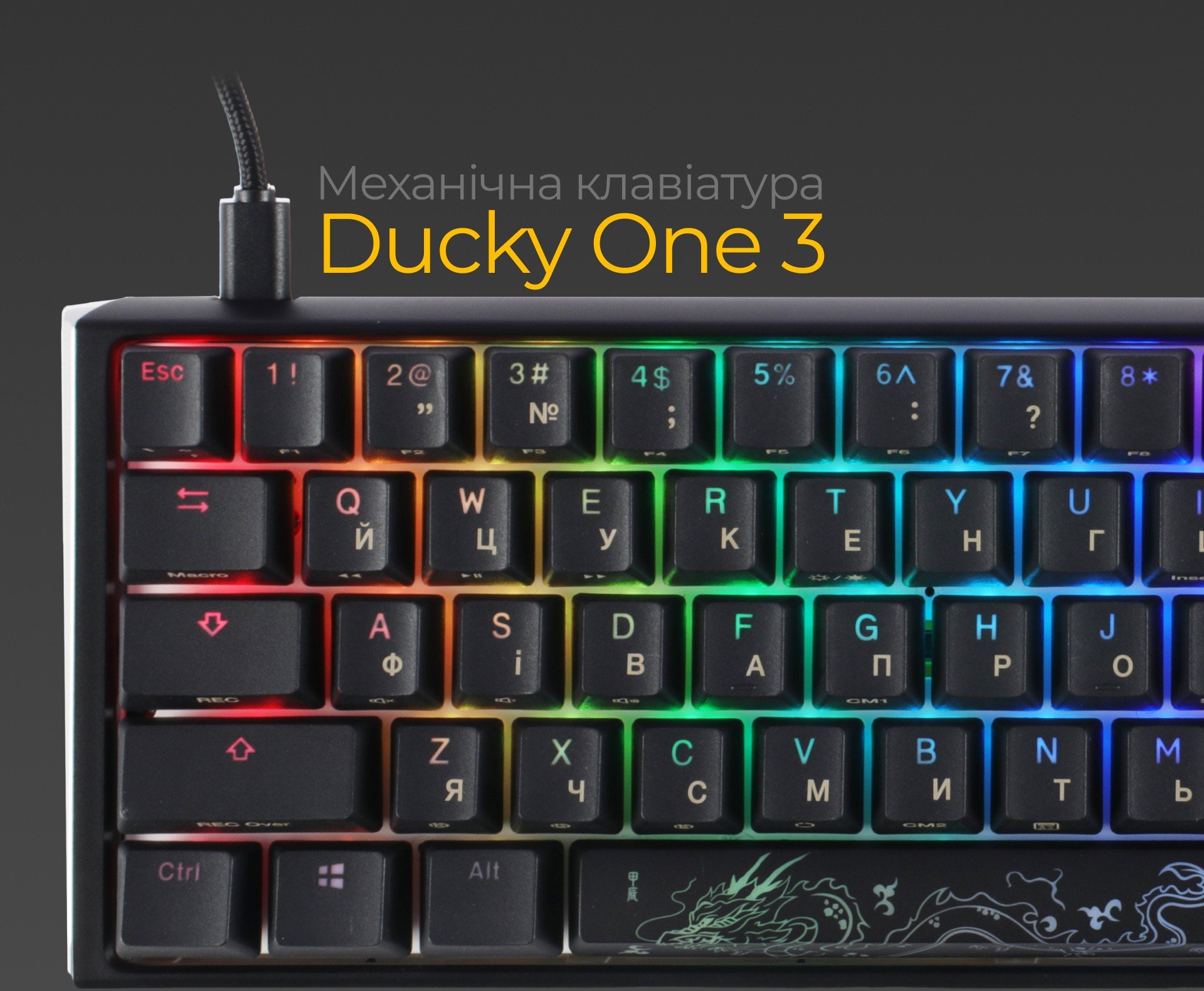 Клавиатура Ducky One 3 Mini Cherry MX Silent Red RGB Black UA