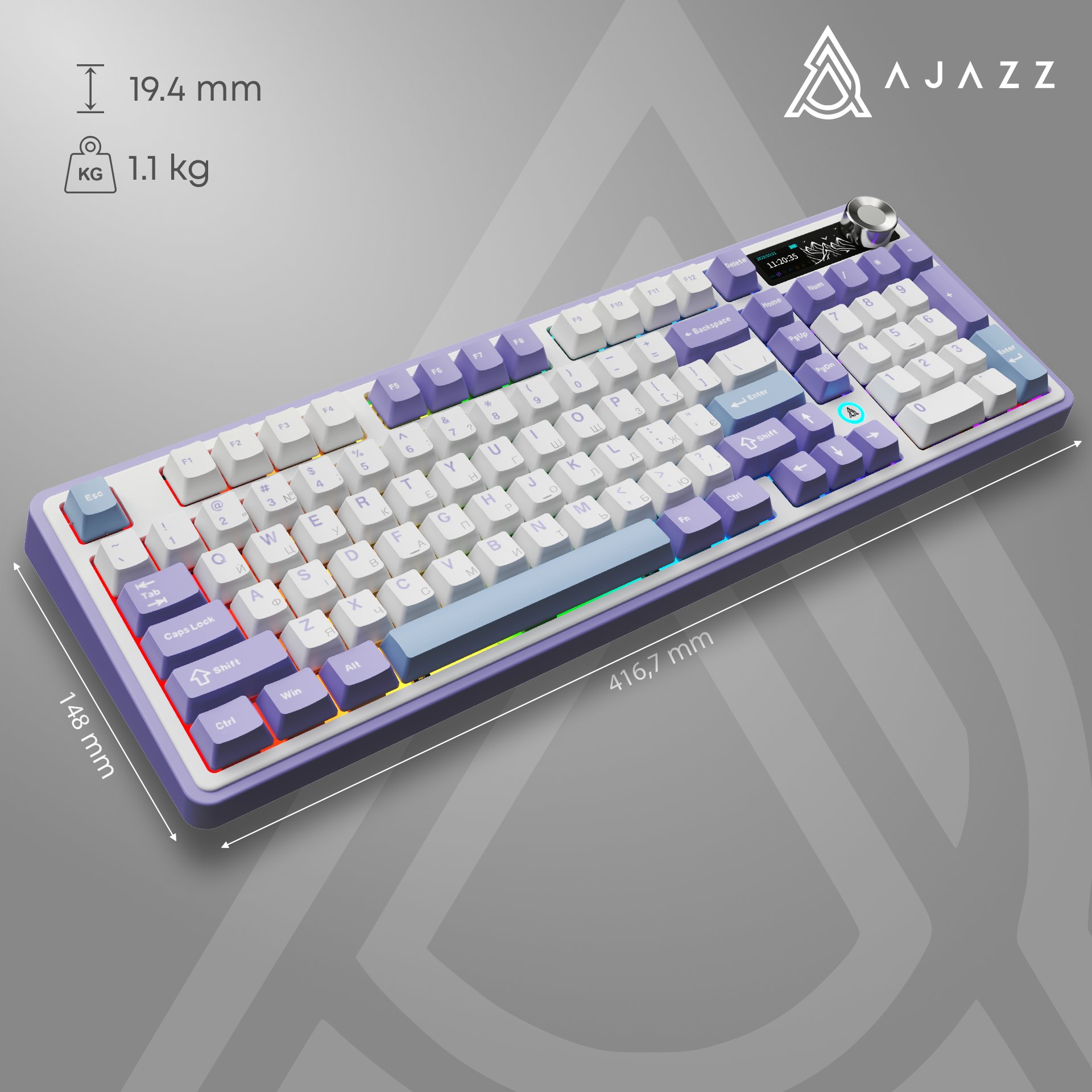 Клавиатура Ajazz AK980 Clear Sky Switch Purple (AK980-CS-PWB