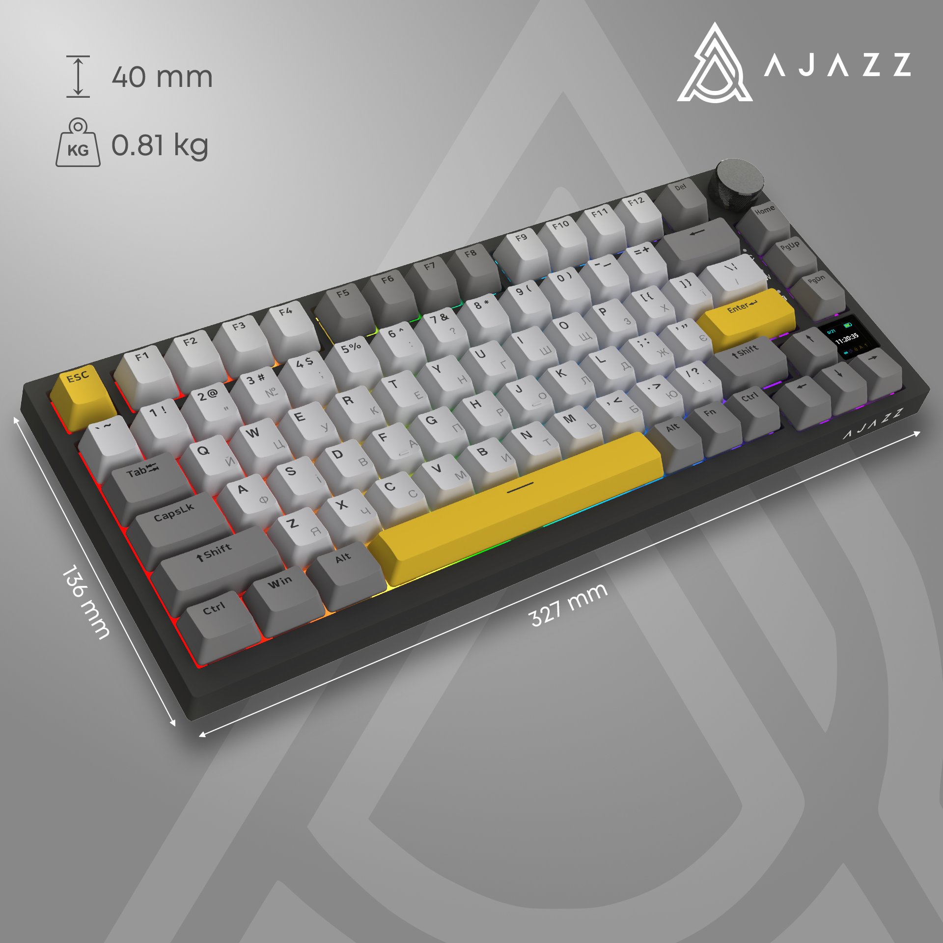 Клавиатура Ajazz AK820 Pro 75% Flying Fish Switch White RGB