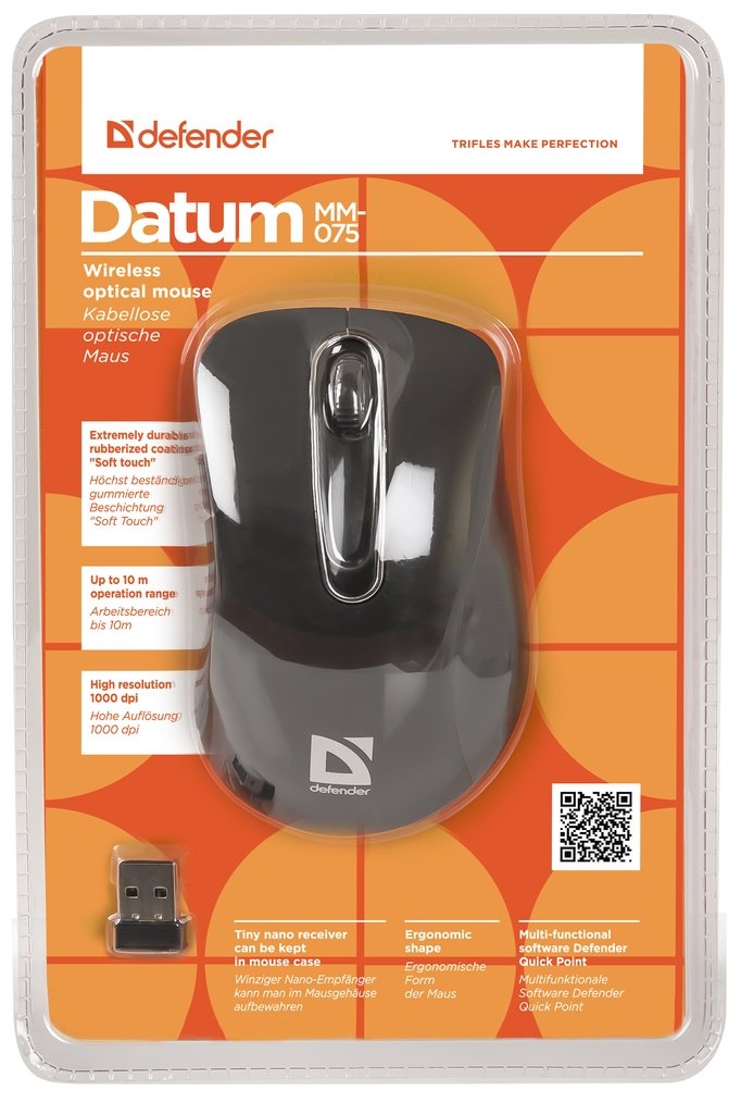 Мышь Defender Datum MM-075 Wireless Black (52075) купить | ELMIR - цена ...