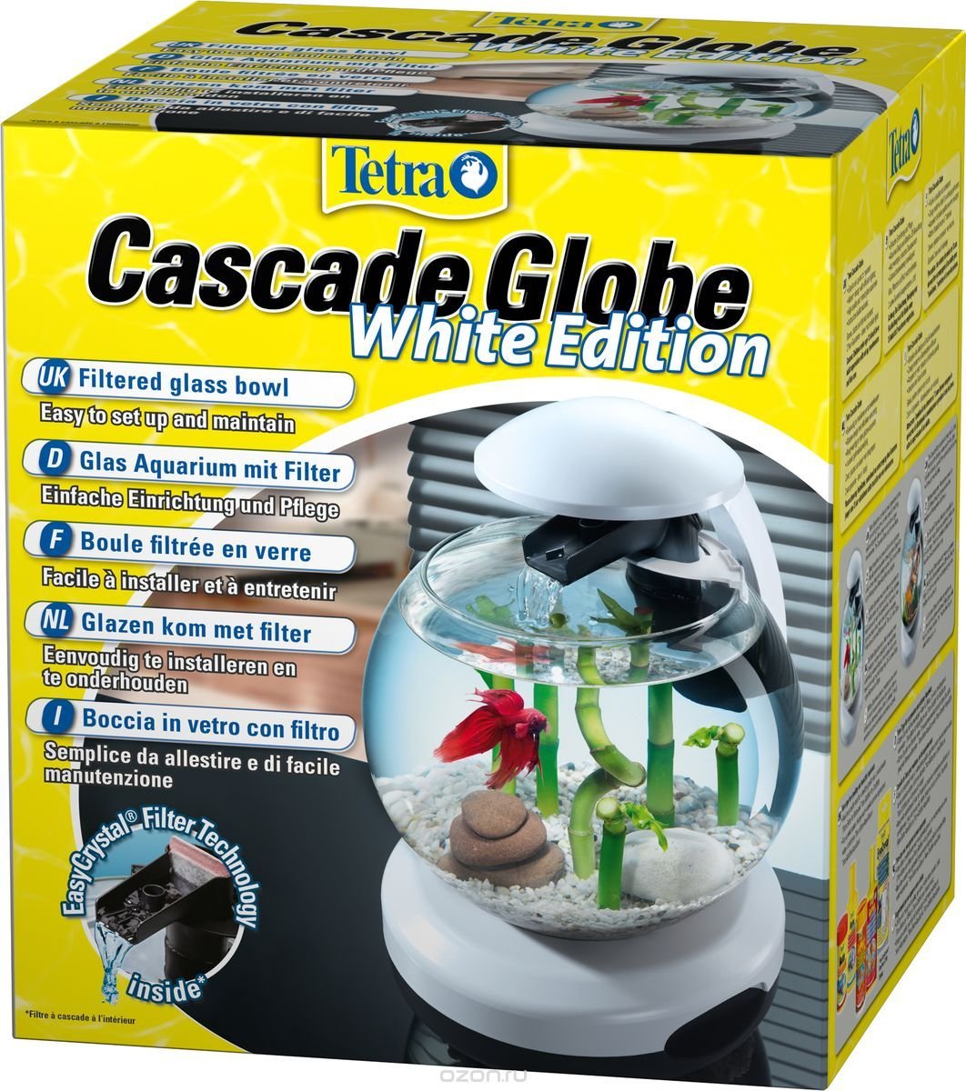 Аквариум Tetra Cascade Globe белый для петушка и золотой рыбки 6,8