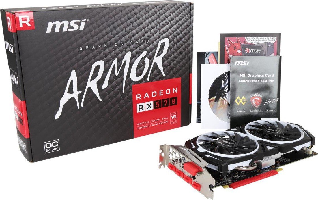 Видеокарта MSI PCI-E Radeon RX 570 4GB DDR5 (RX 570 ARMOR 4G OC